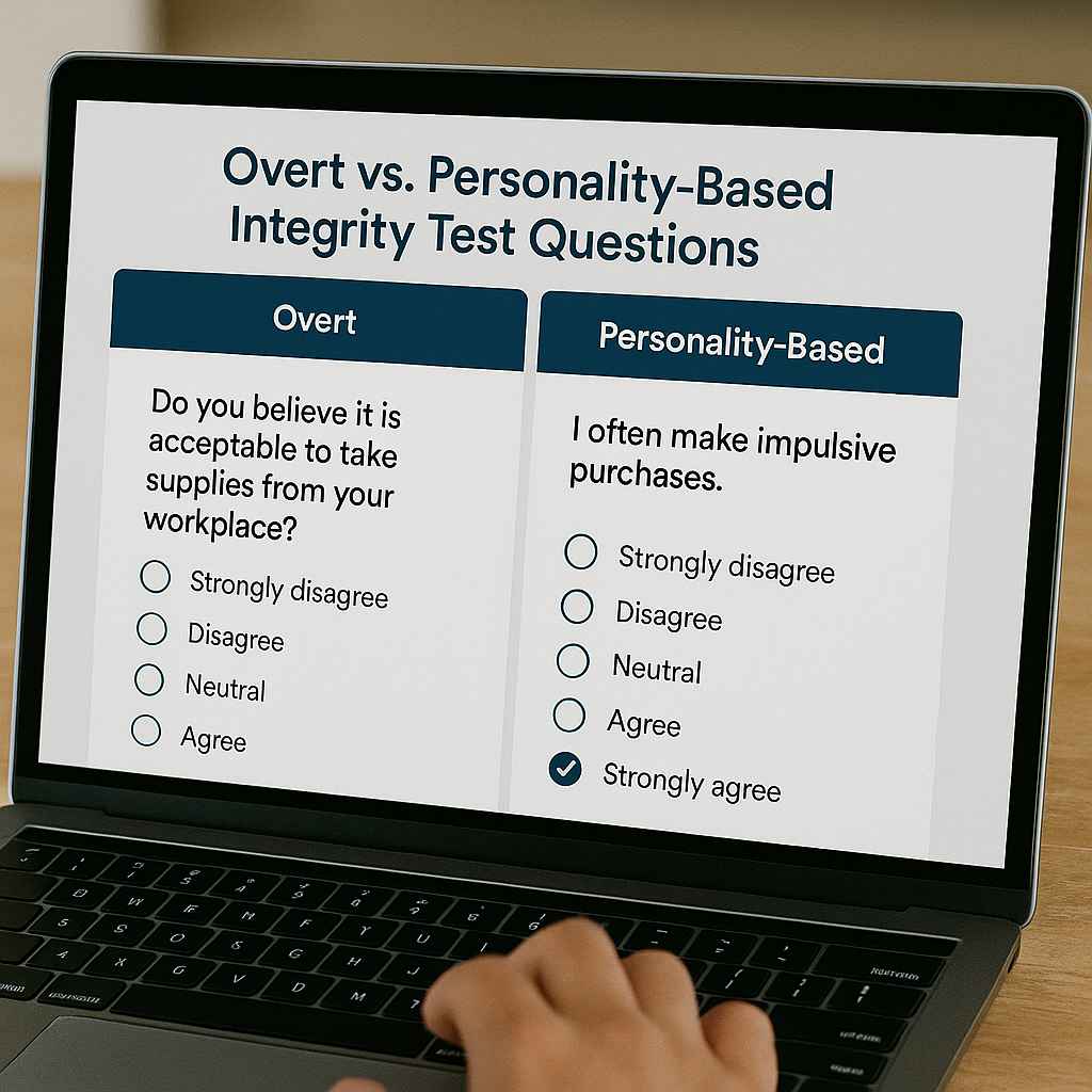 Visual comparison between overt and personality-based integrity tests.