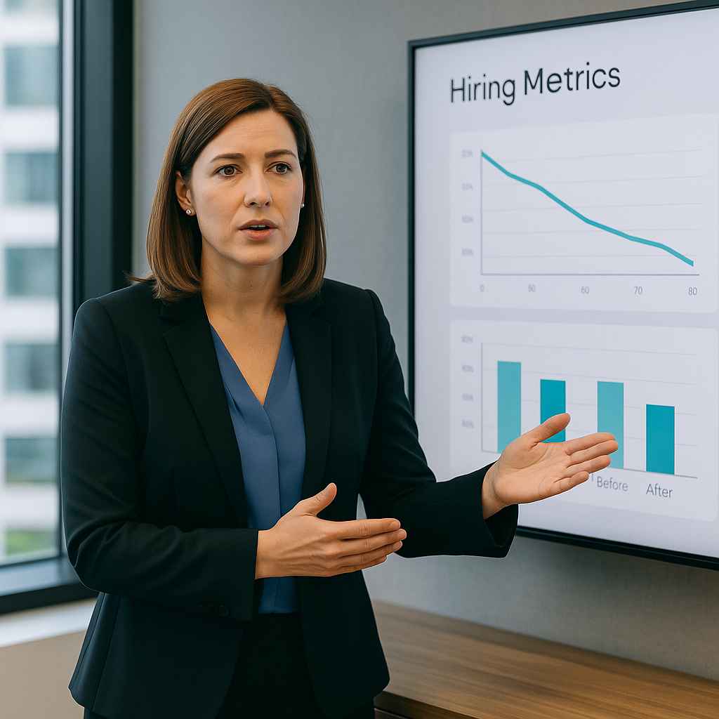 HR leader showcasing hiring improvements from integrity testing.