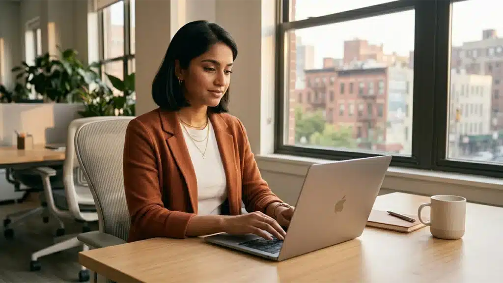 Job candidate completing a pre-employment honesty test as part of a structured US hiring process
