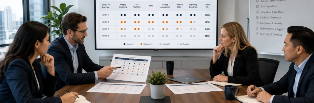 HR leaders comparing vendor fit for pre-hiring assessment tools