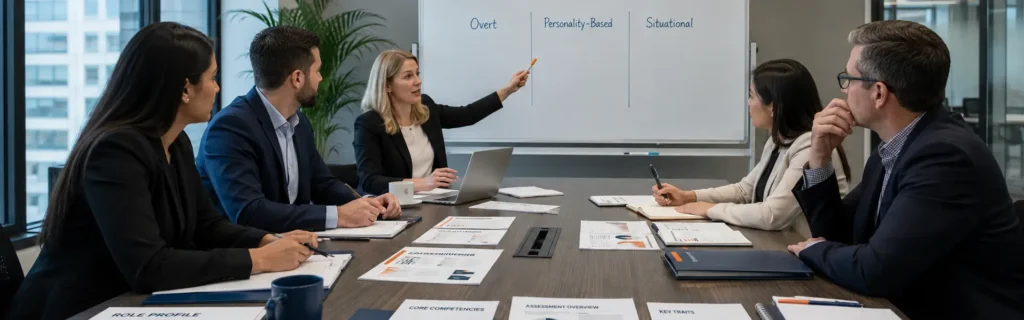 HR team comparing overt personality-based and situational honesty integrity test types