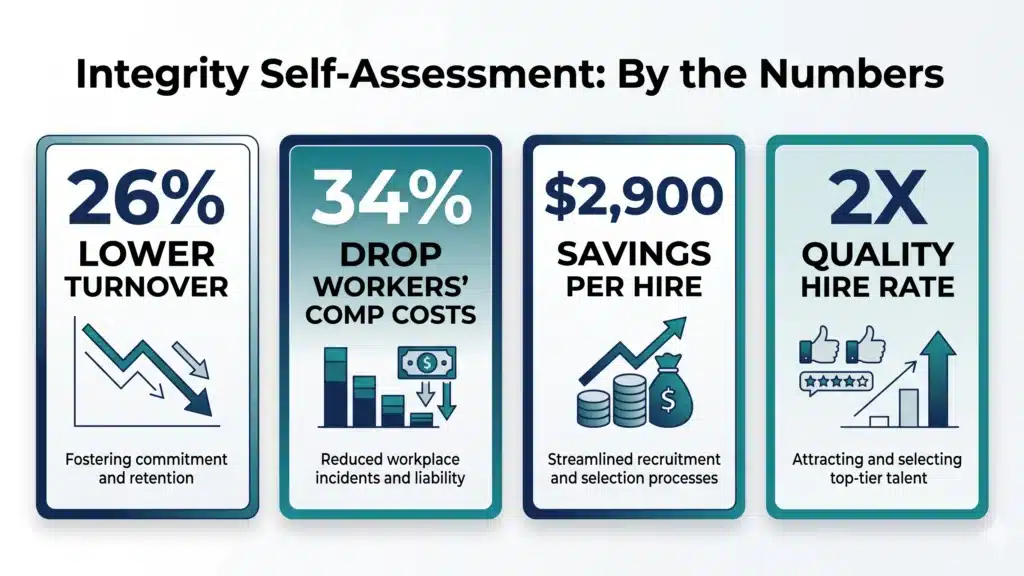 Infographic showing ROI statistics from pre-employment integrity self-assessments