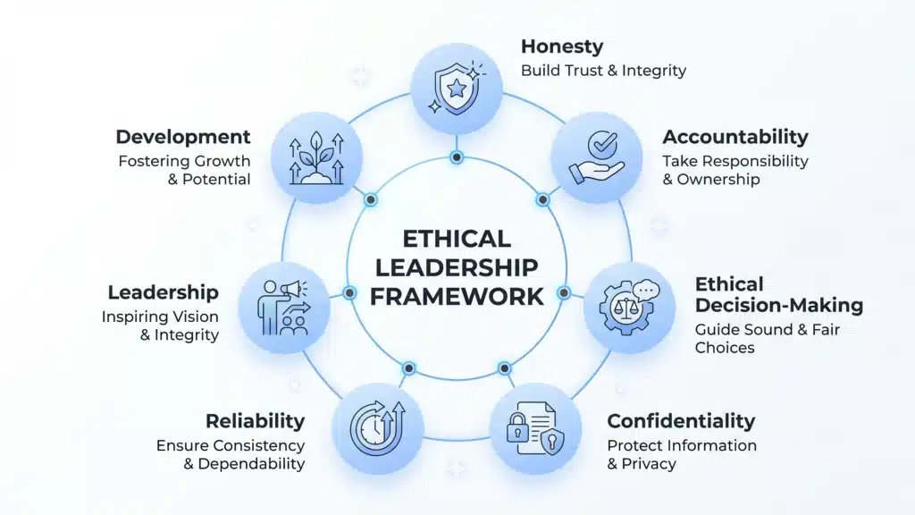 Seven dimensions integrity self-assessment examples for performance reviews infographic