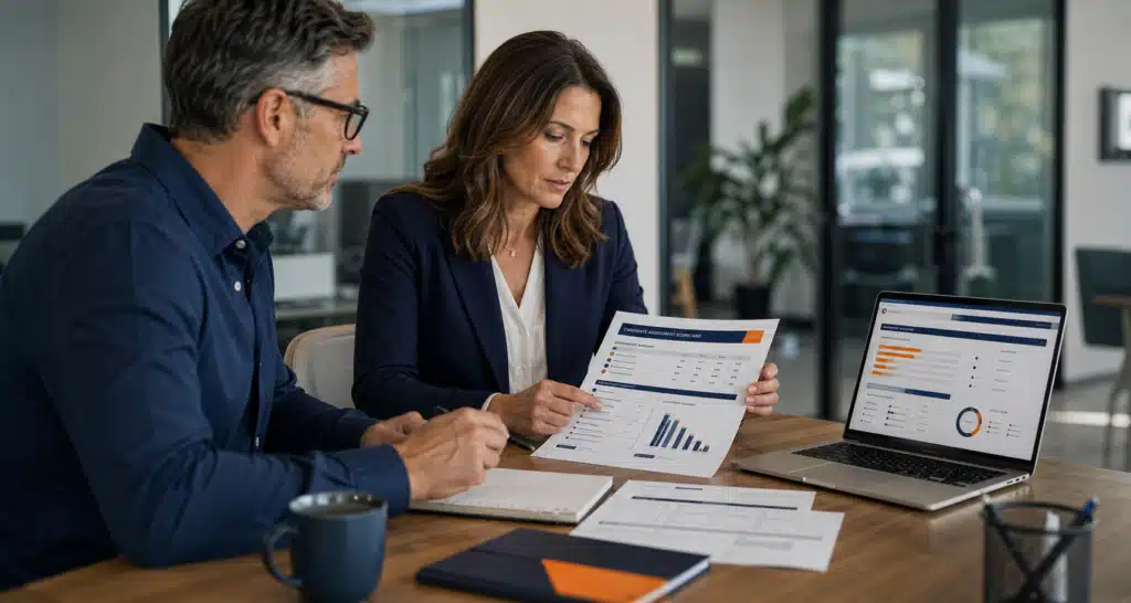 HR leaders using a honesty integrity test for effective hiring decisions at a review table