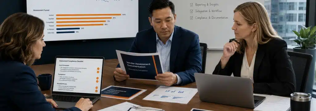 HR compliance team reviewing pre-hiring assessment tool selection