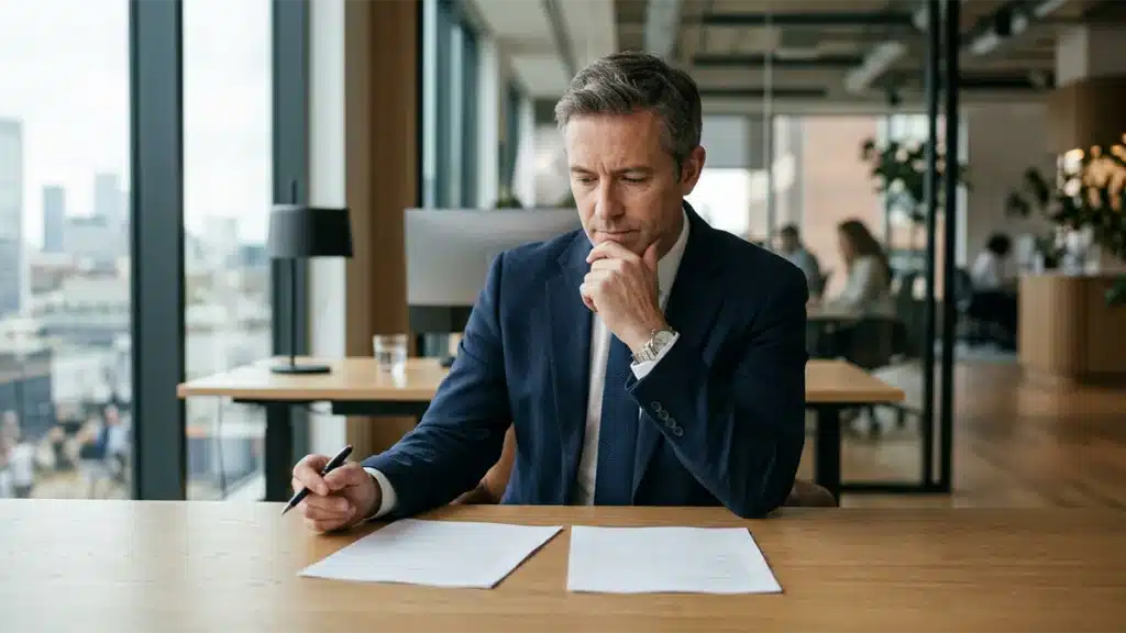 HR professional comparing overt vs personality-based honesty test formats at a desk in a US corporate office