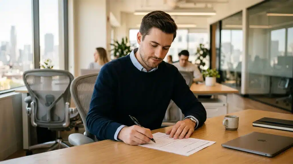 Job candidate completing an overt integrity test as part of a structured pre-employment screening process