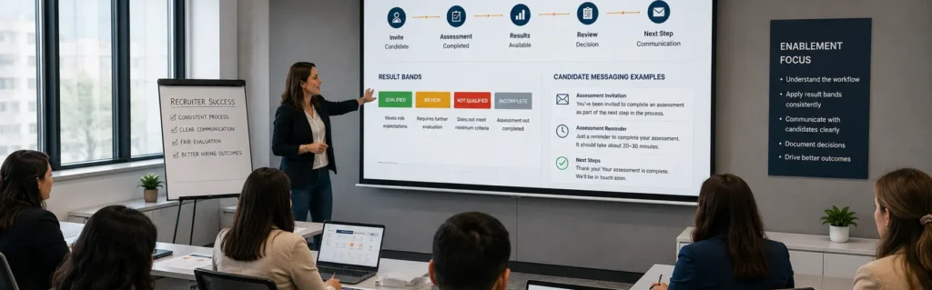Recruiter training session for honesty integrity tests in hiring programs