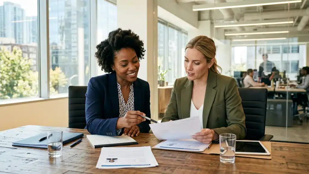 HR professionals reviewing pre-employment integrity assessment results in a US company