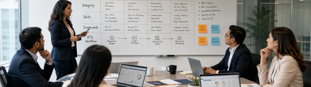HR team mapping talent assessment tools by role type and hiring problem