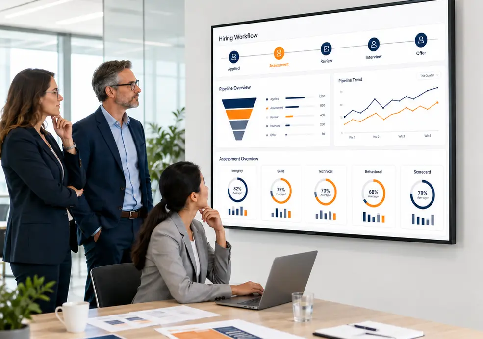 Talent assessment tools for HR hiring reviewed by recruiting leaders in a modern hiring workflow