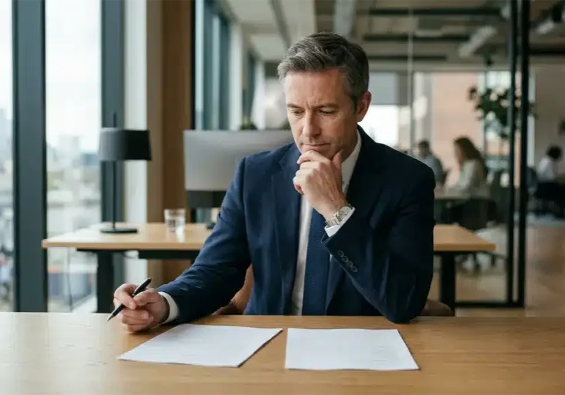 HR professional comparing overt vs personality-based honesty test formats at a desk in a US corporate office