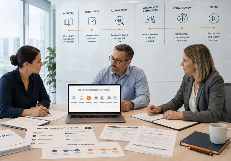 Infographic explaining what integrity testing is and how it works in hiring